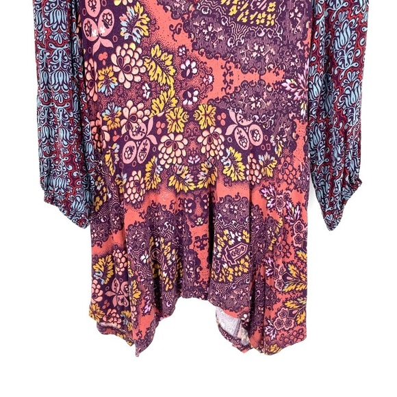 ANTHROPOLOGIE Maeve Purple Boho Mariela Mixed Pattern Flowy Tunic Top - Picture 6 of 9
